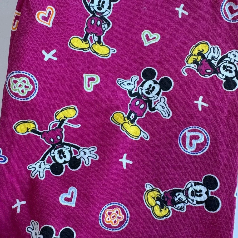 VTG Mickey & Co Disney Girls 5/6 Raspberry Pink Mickey Mouse Leggings Hearts NEW